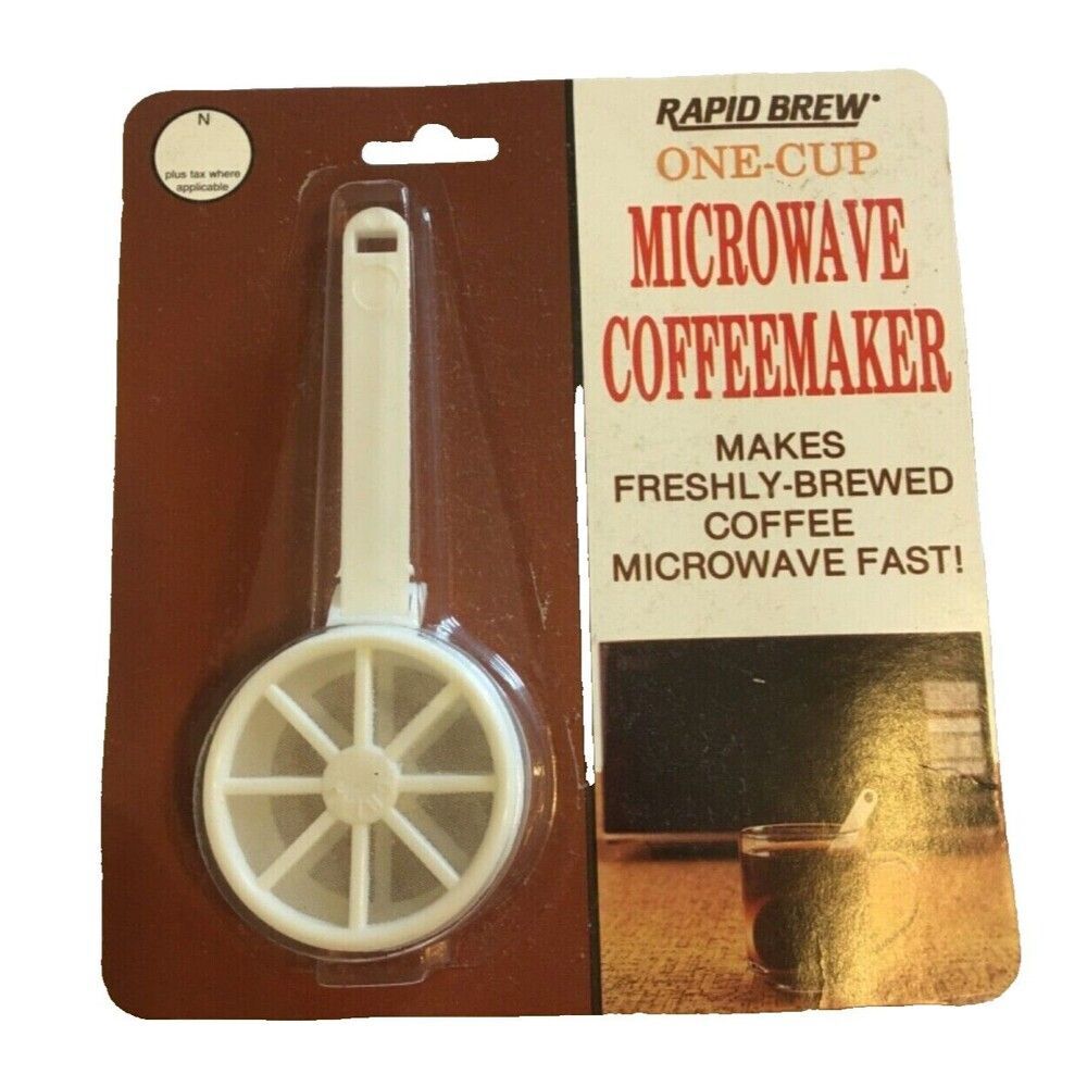 Vintage 1991 TOPS Rapid Brew One Cup Microwave Coffee Maker Model 47-333 Package